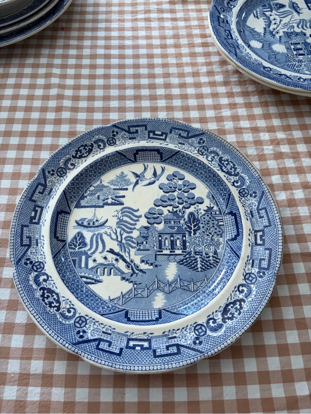 Vintage Blue Willow Porcelain Dinner Plate - Classic Blue Transferware